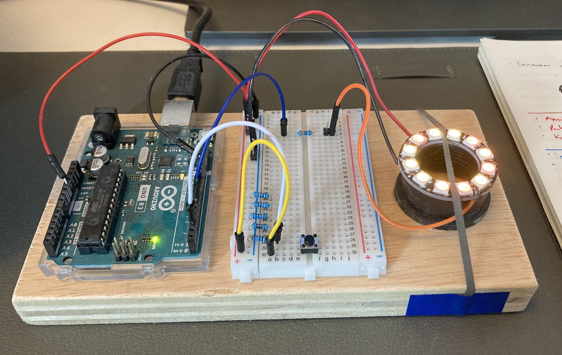 Arduino protoboard with ring LED